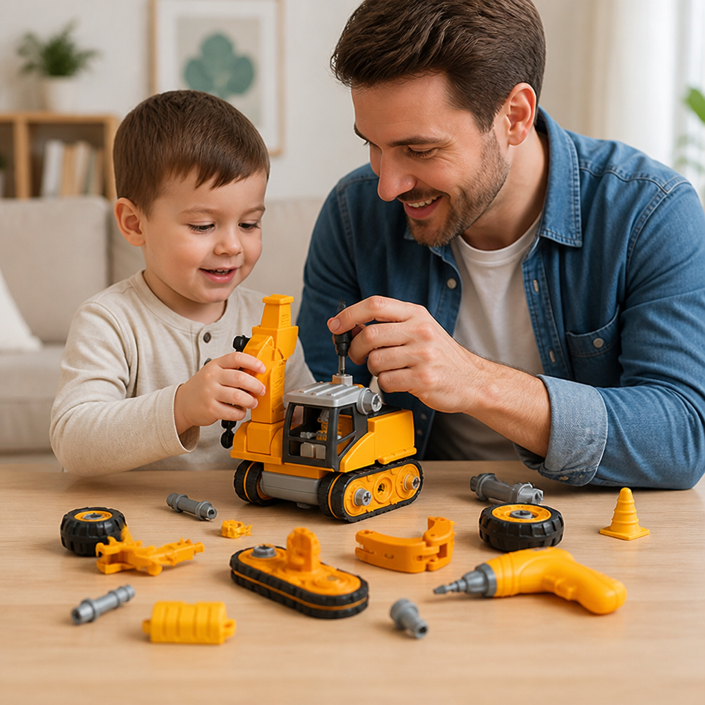 BPA-Free 120-Piece Educational Construction Vehicle Set (Ages 4+)