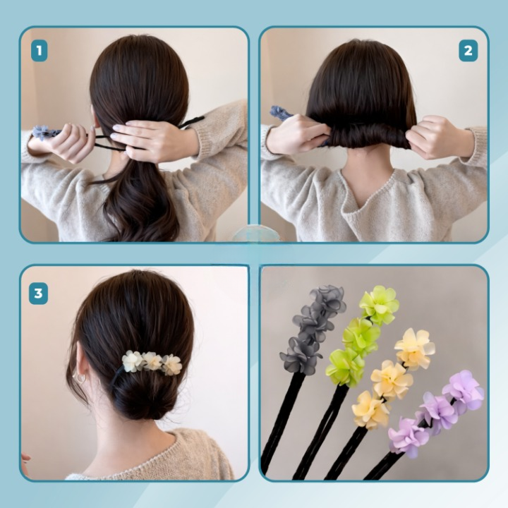 Flower-Decorated Hair Bun Shaper