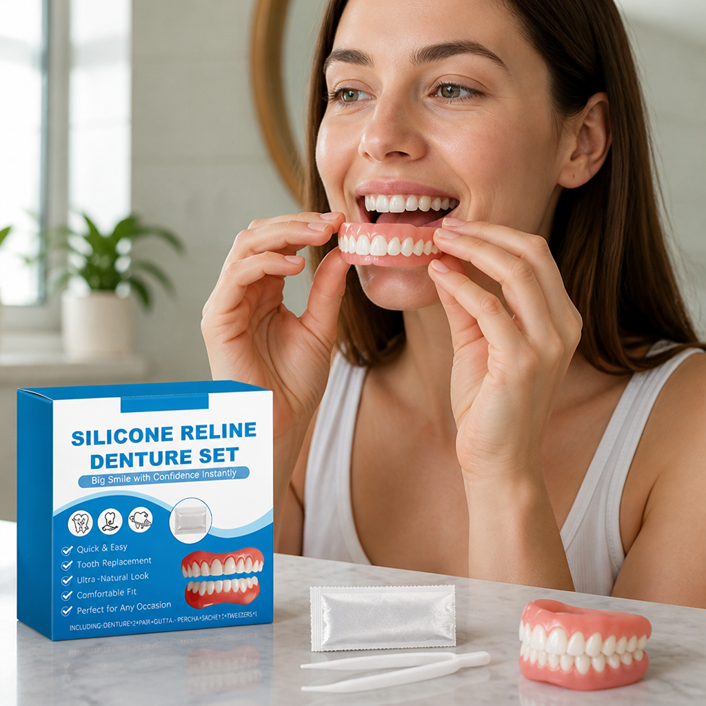 Instant Adjustable Silicone Denture Set (Upper & Lower)