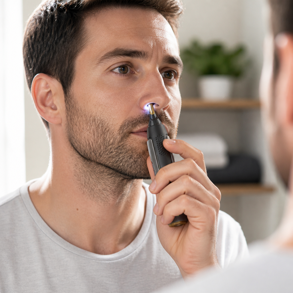 Ultra-Thin Titanium-Coated Blades & LED Nose & Ear Trimmer