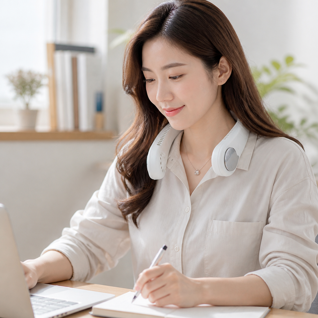 Hands-Free Dual-Head Rotating Neck Fan (USB Rechargeable)