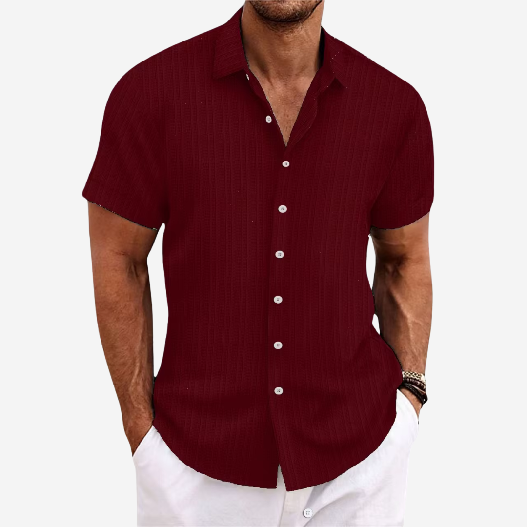 Regular Fit Linen Cotton Shirt with Open Stitch Design and Breathable Fabric