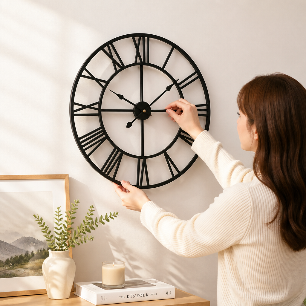 Silent Metal & Acrylic Roman Numeral Wall Clock (40cm)