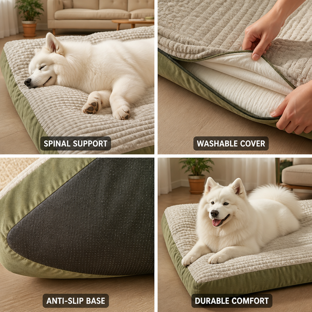 Orthopedic Anti-Slip Dog & Cat Bed (Removable Washable Cover)