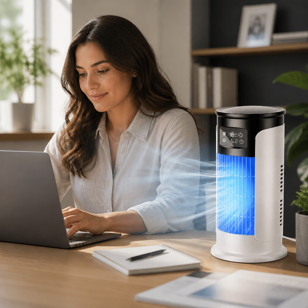 USB-Powered 2-in-1 Fan & Humidifier Desktop Evaporative Cooler