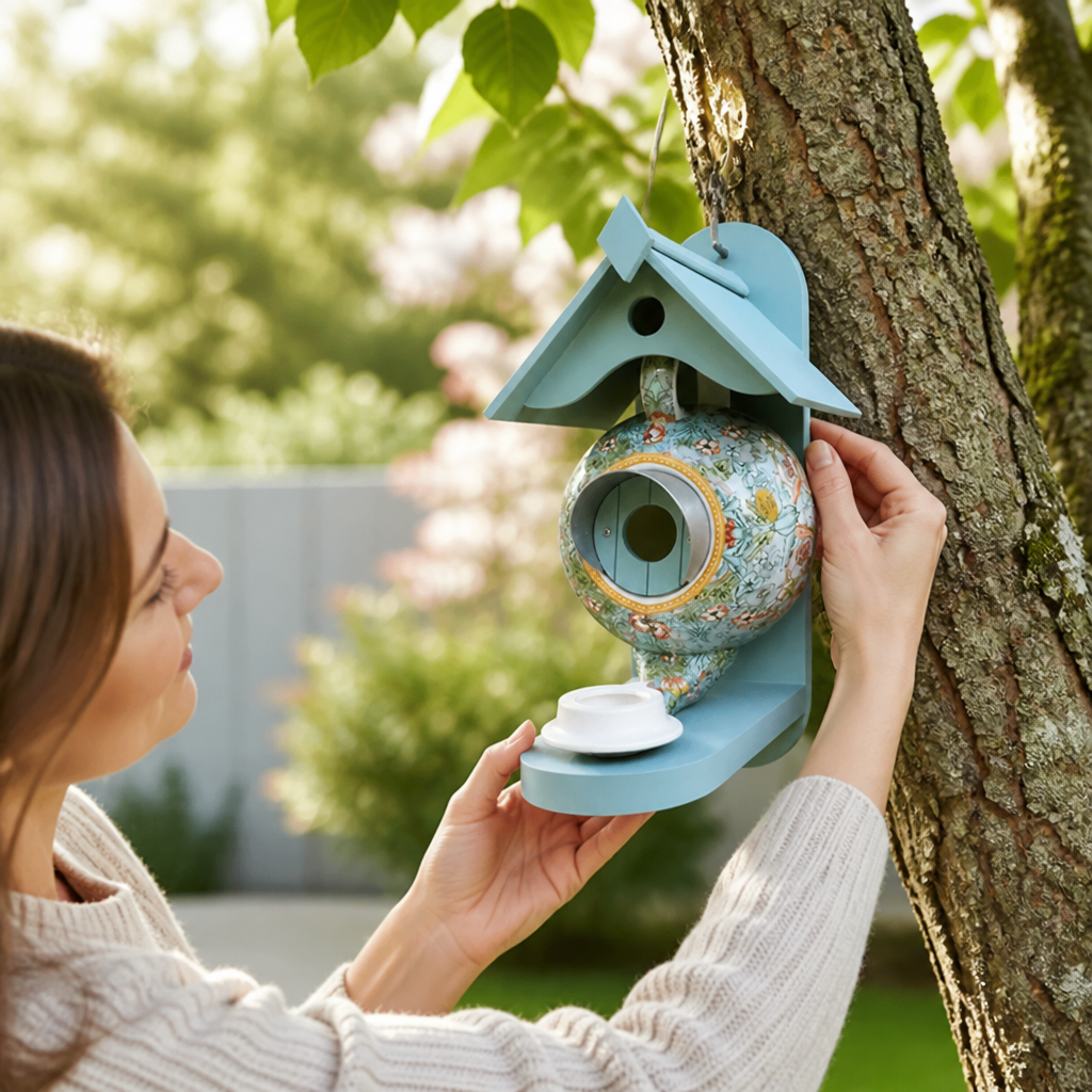 Hand-Painted UV-Resistant Resin Birdhouse (Hanging)
