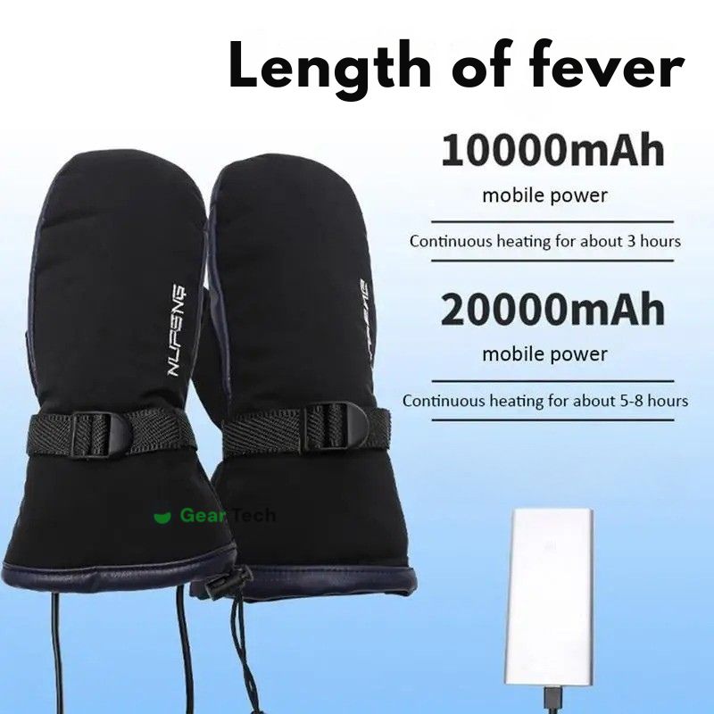 USB Rechargeable Waterproof Hand Warmer Gloves with Dual-Sided Heating for Outdoor Activities