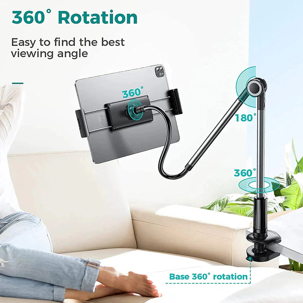 360° Adjustable Clamp Gooseneck Holder for Phone and Tablet, 100 cm