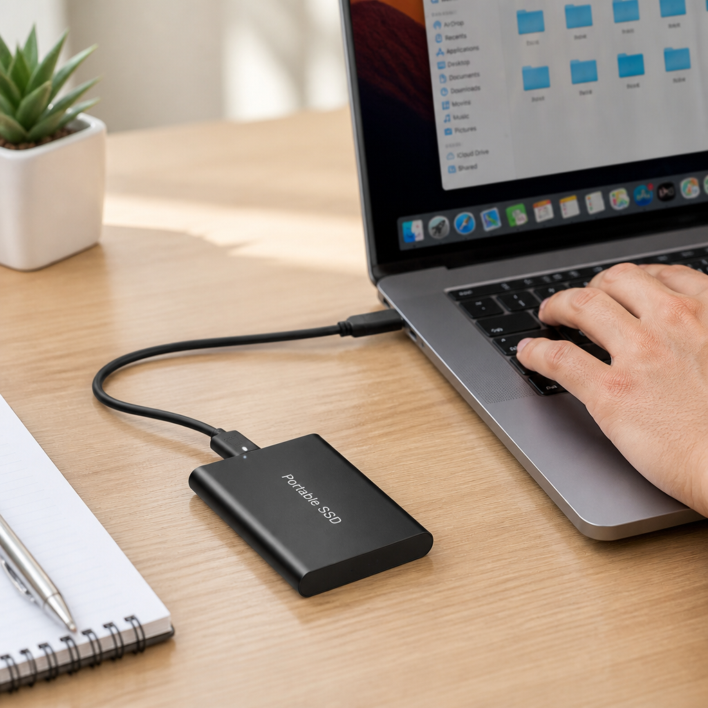 High-Speed 520 MB/s External SSD (USB-C & USB-A)
