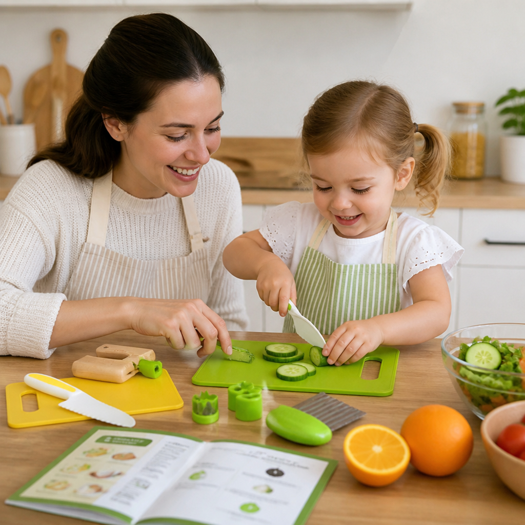 Montessori Natural Wood & Food-Grade Silicone Toddler Cooking Set