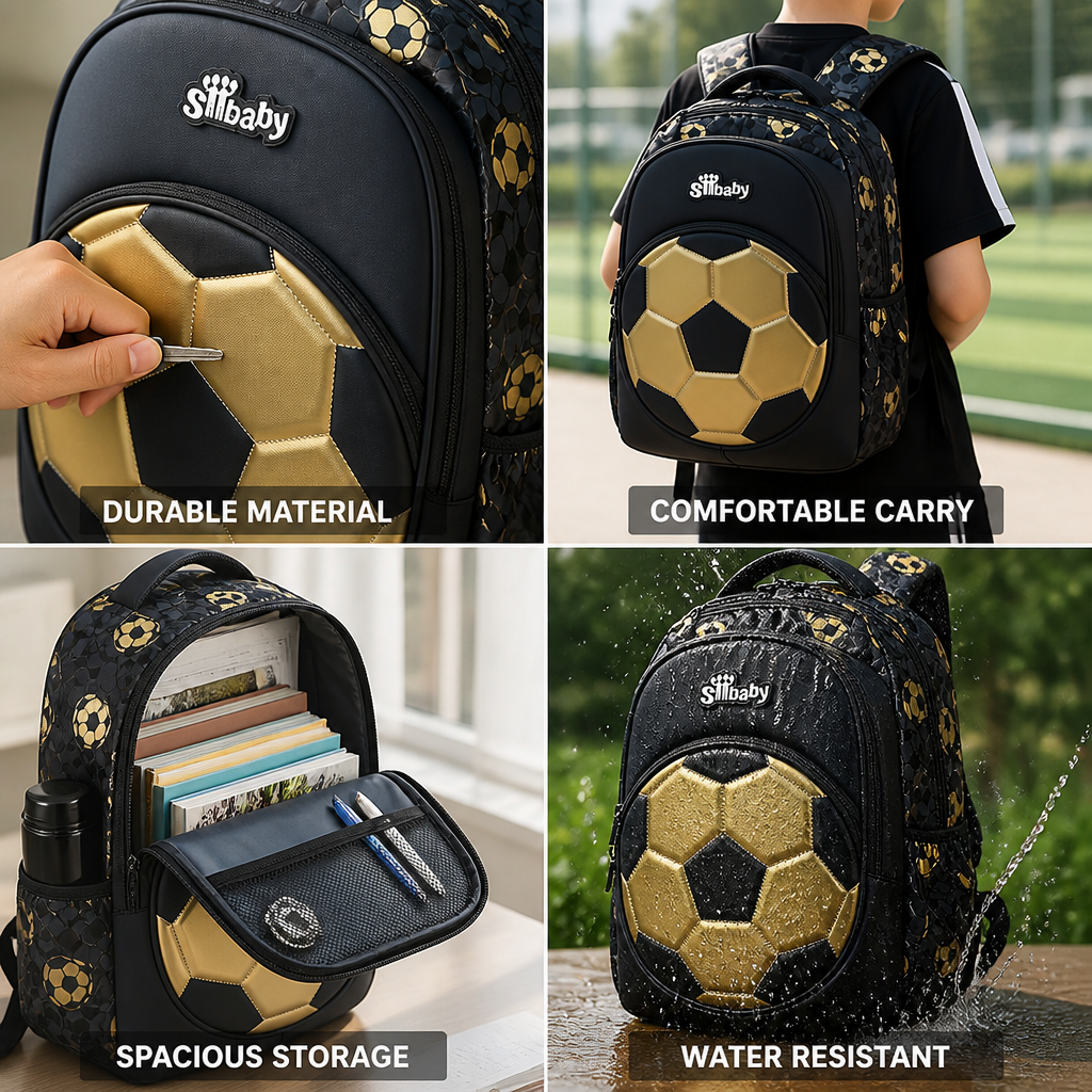 Thick Durable Football-Print Sports Backpack
