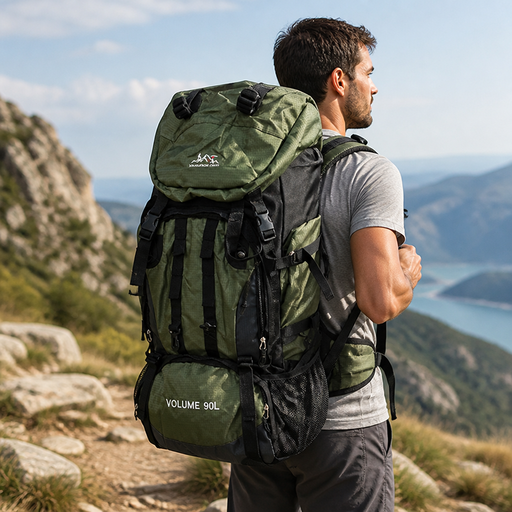 90L Water-Resistant Hiking Backpack (Ergonomic Straps)