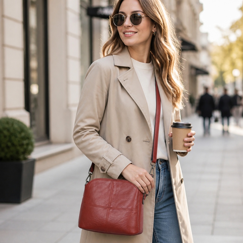 PU Leather & Adjustable Strap Crossbody Bag