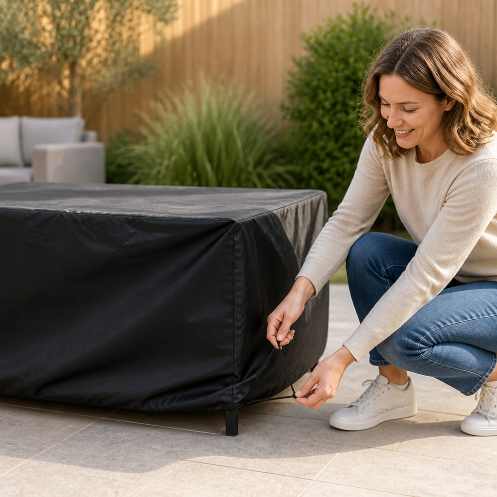 Water-Repellent Silver-Lined Outdoor Furniture Cover (Drawstring Base)
