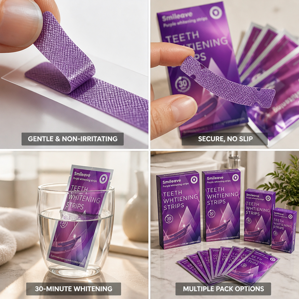 Peroxide-Free & Gentle Teeth Whitening Strips (30-Min Wear)