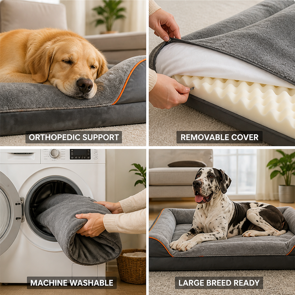 Orthopedic Egg Crate Foam Dog Bed (Removable Washable Cover)