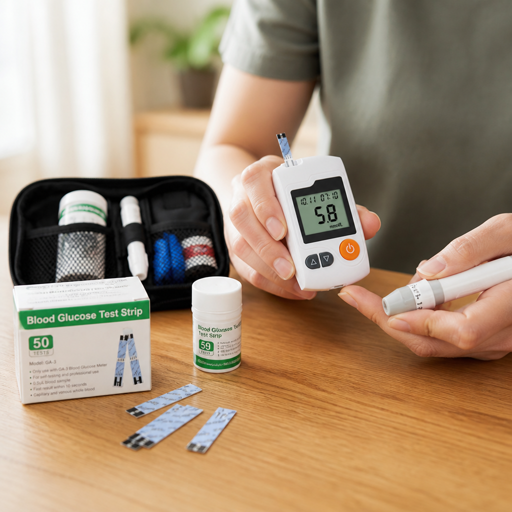 Fast & Accurate Portable Blood Glucose Meter (Includes 100 Test Strips)