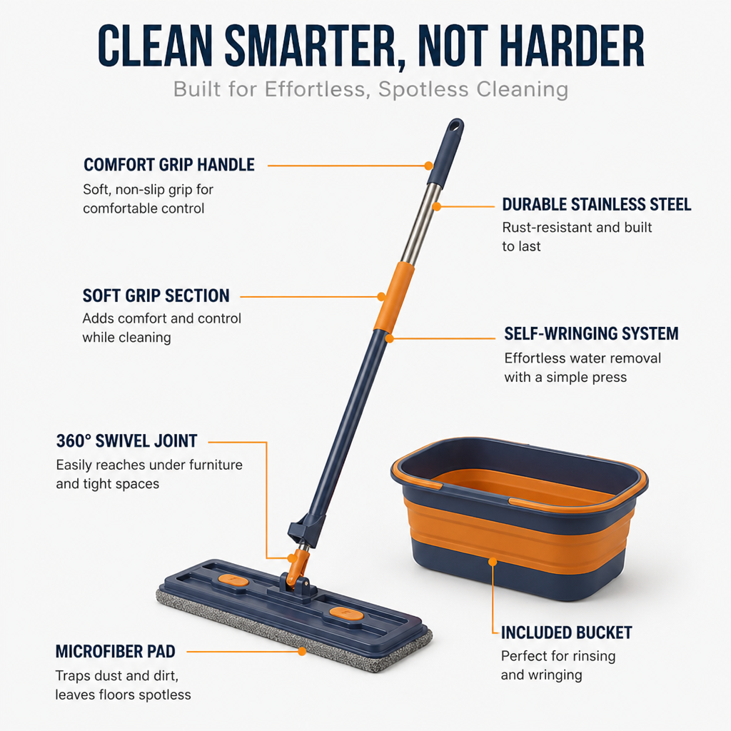 MiraSpin™ — Effortless Wringing for Faster, Spotless Floors You’ll Love
