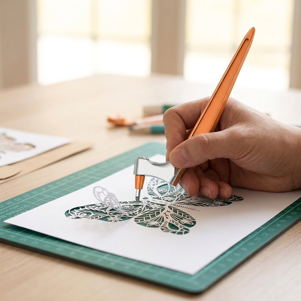 360-Degree Rotating Stainless Steel Paper Cutter Pen