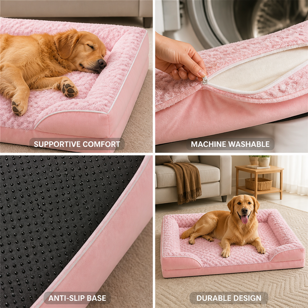 Velvet Memory Foam Pet Sofa Bed (Removable Washable Cover)