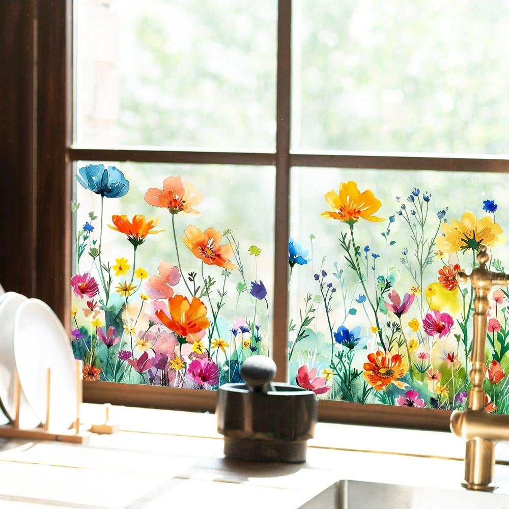 Floral and Butterfly Window Decals – Nature-Inspired Design
