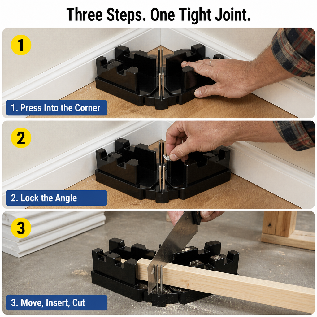 MiterMate™ — Achieve Tight Corner Joints Without the Miter-Saw Calculations