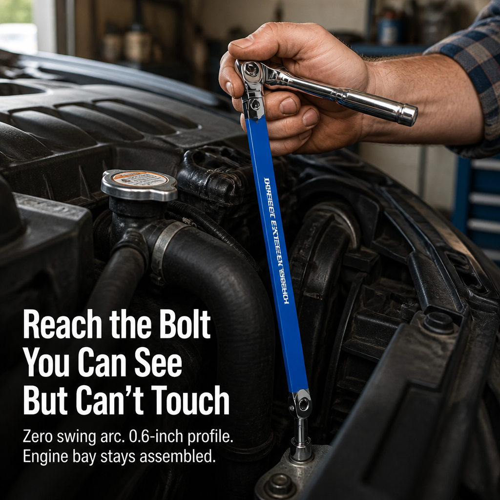 VersiGrip™ — Access Hidden Engine Bolts in Half-Inch Gaps Without Any Swing Arc