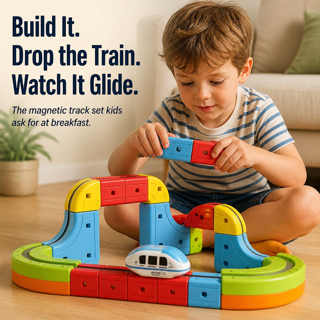 LuminaTrack™ — Connect Tracks with a Snap and Watch the Magnetic Train Glide