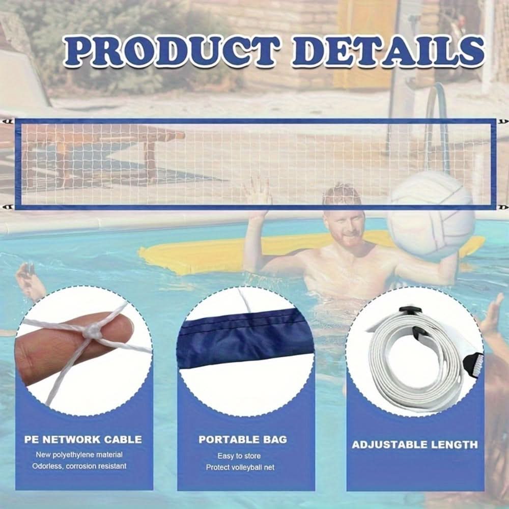 Backyard Water Volleyball Net for Family - Summer Pool Game Set