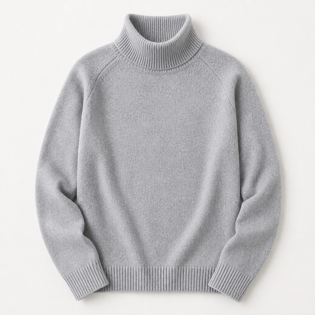 ArcticSilk™ – Comfortable Relaxed-Fit Turtleneck Sweater Featuring Ribbed Edges
