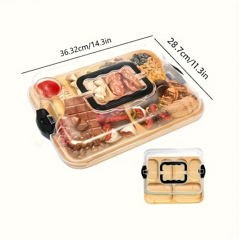 Cheese Serving Board with Acrylic Cover for Easy Transport and Food Safety