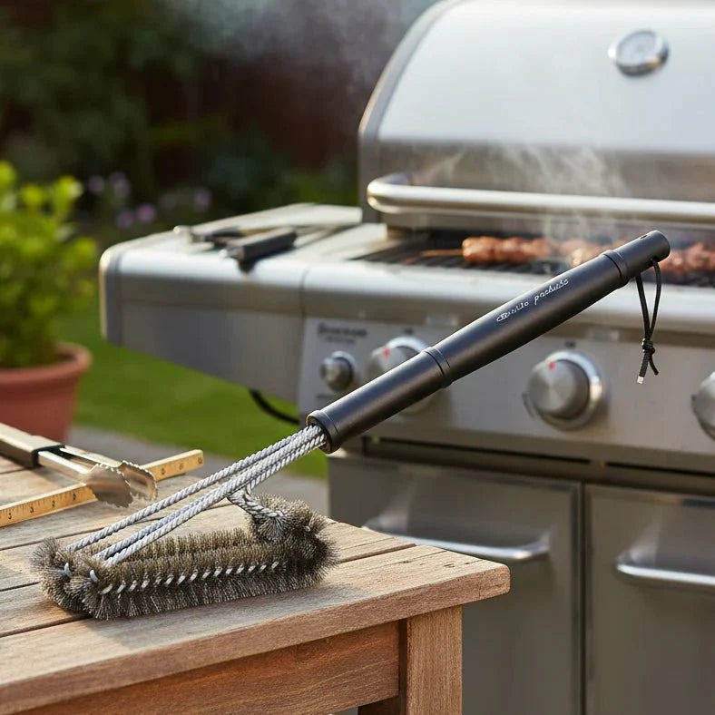Stainless Steel BBQ Grill Grate Cleaning Brush | Removes Burnt Residue | Secure Grip | FireScrub