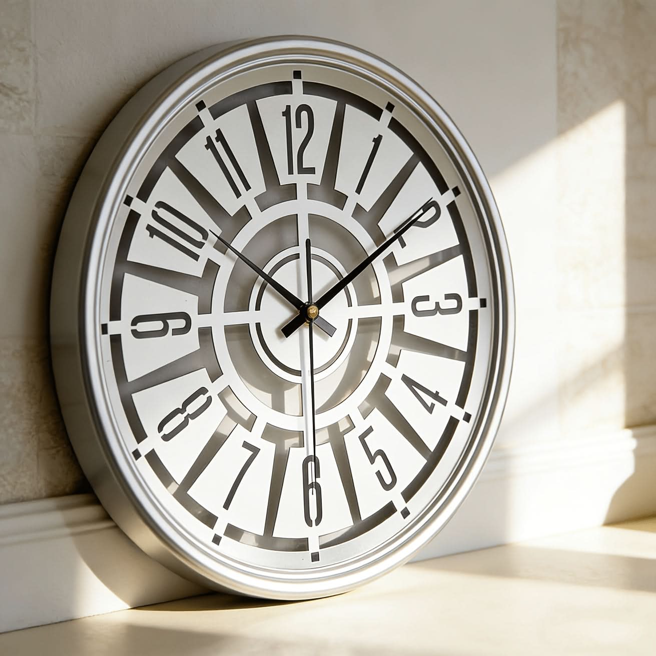 15.75-Inch Silent 3D Wall Clock with Iron Frame for Contemporary Decor