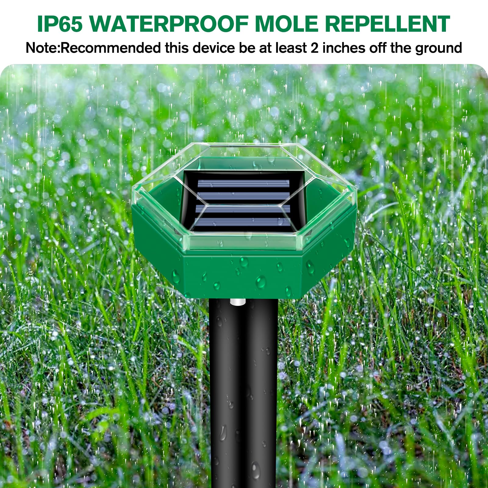 Mole Deterrent 4-Pack | Weatherproof and Solar-Powered | Easy Installation | MoleSilent
