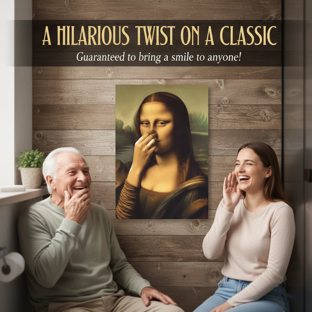 Humorous Renaissance Lady Artwork – Canvas Wall Decor for Bathroom