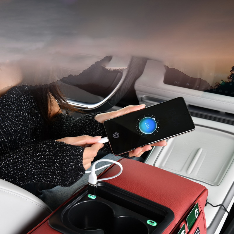 Center Console Armrest for Car with USB Charging – Cup Holder & Storage