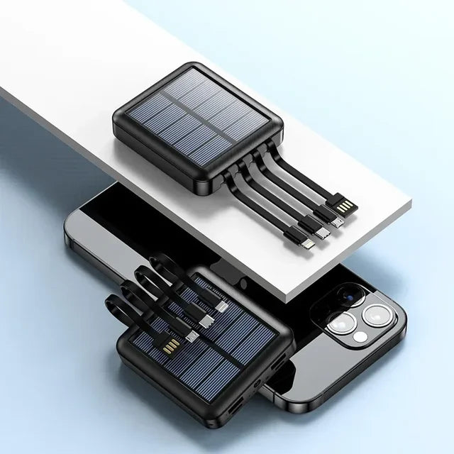 Solar Power Bank with LED Light and Multiple USB Ports for Outdoor Use