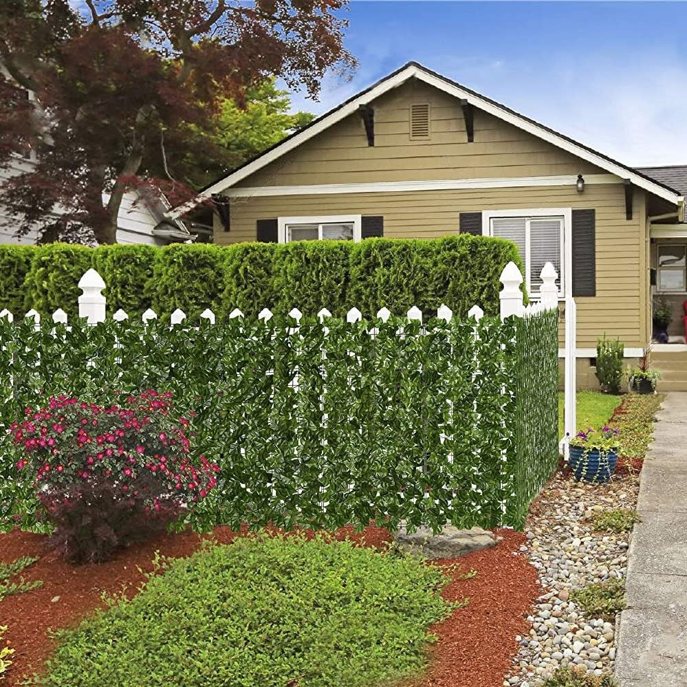 Weather-Resistant Garden Privacy Screen with Artificial Leaf Design