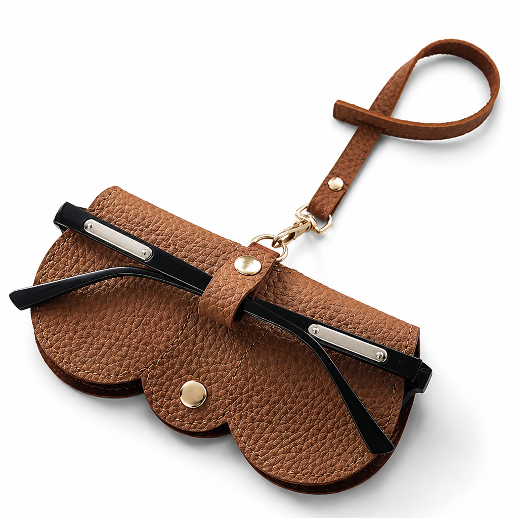 Durable PU Leather Soft-Lined Sunglasses Case (Snap Closure)
