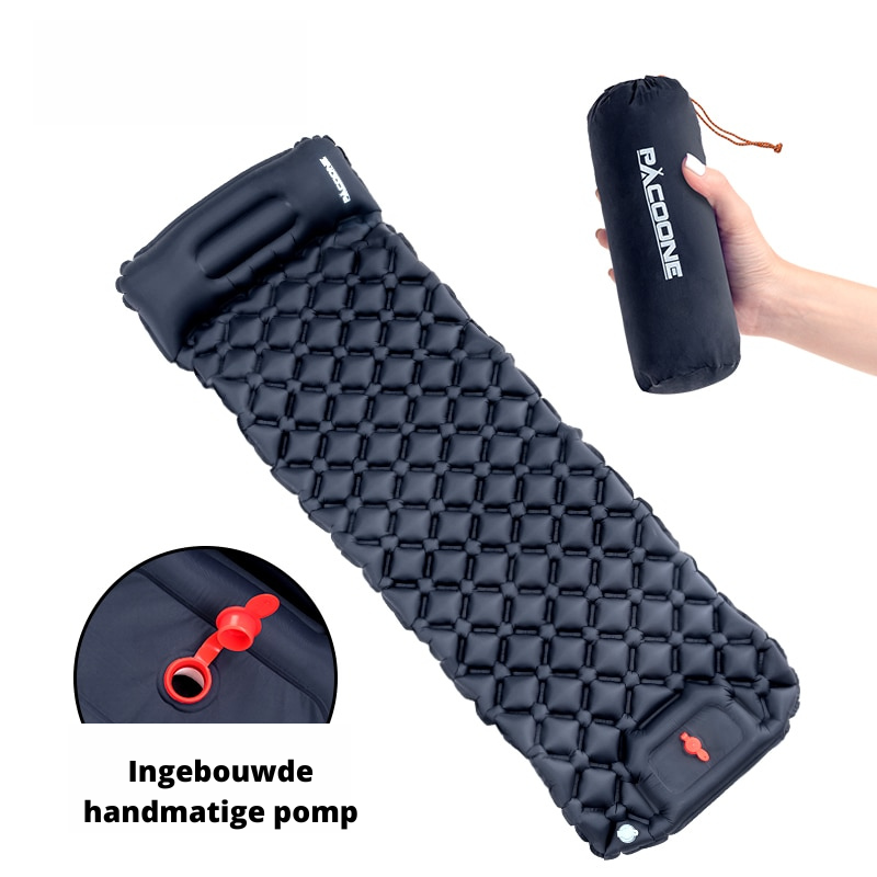 Inflatable Sleeping Pad with Pump, Waterproof Feature & Integrated Pillow