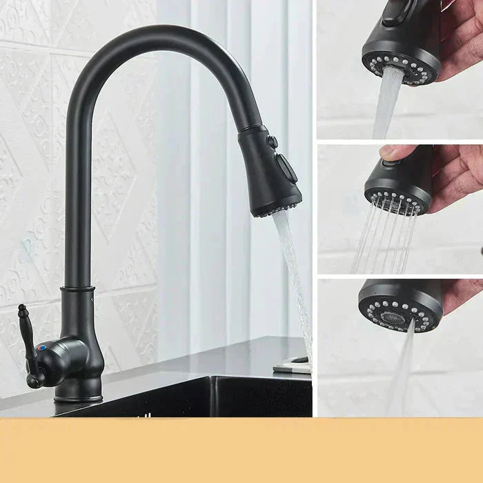 Vintage Brass Kitchen Faucet | Swiveling Spout | Single Lever Control | BrassArc