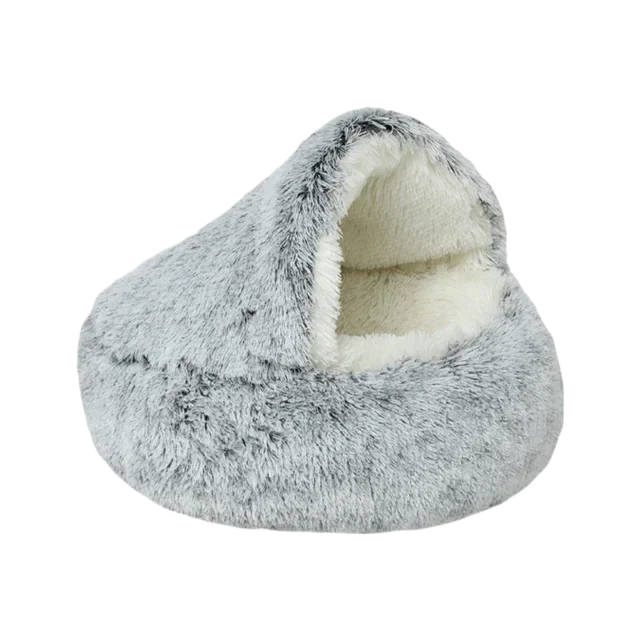 Non-Slip Bottom Round Dog Bed in Plush Fabric