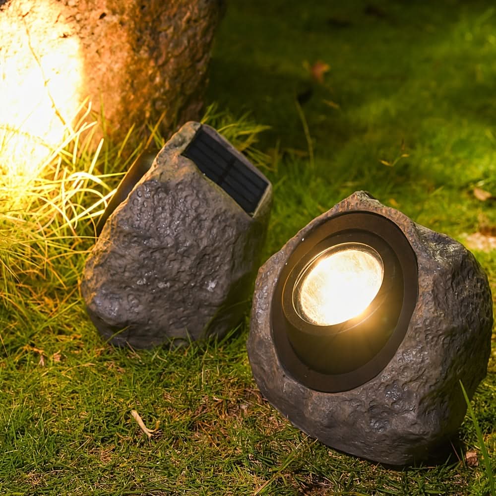 Solar-Powered Rock Garden Light for Outdoor Decoration