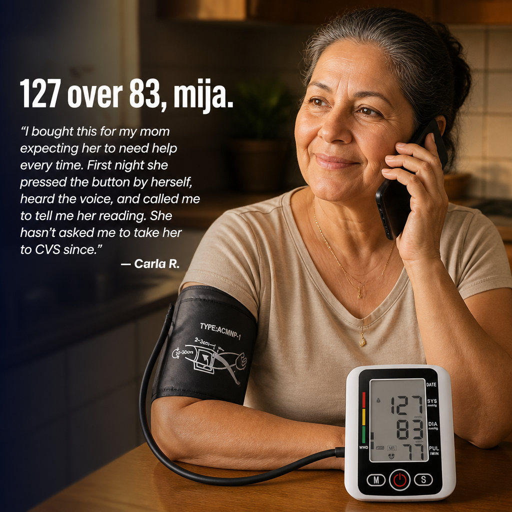 CardioVantage™ — Monitor Your Blood Pressure at Home Using One-Button Spanish Voice Assistance