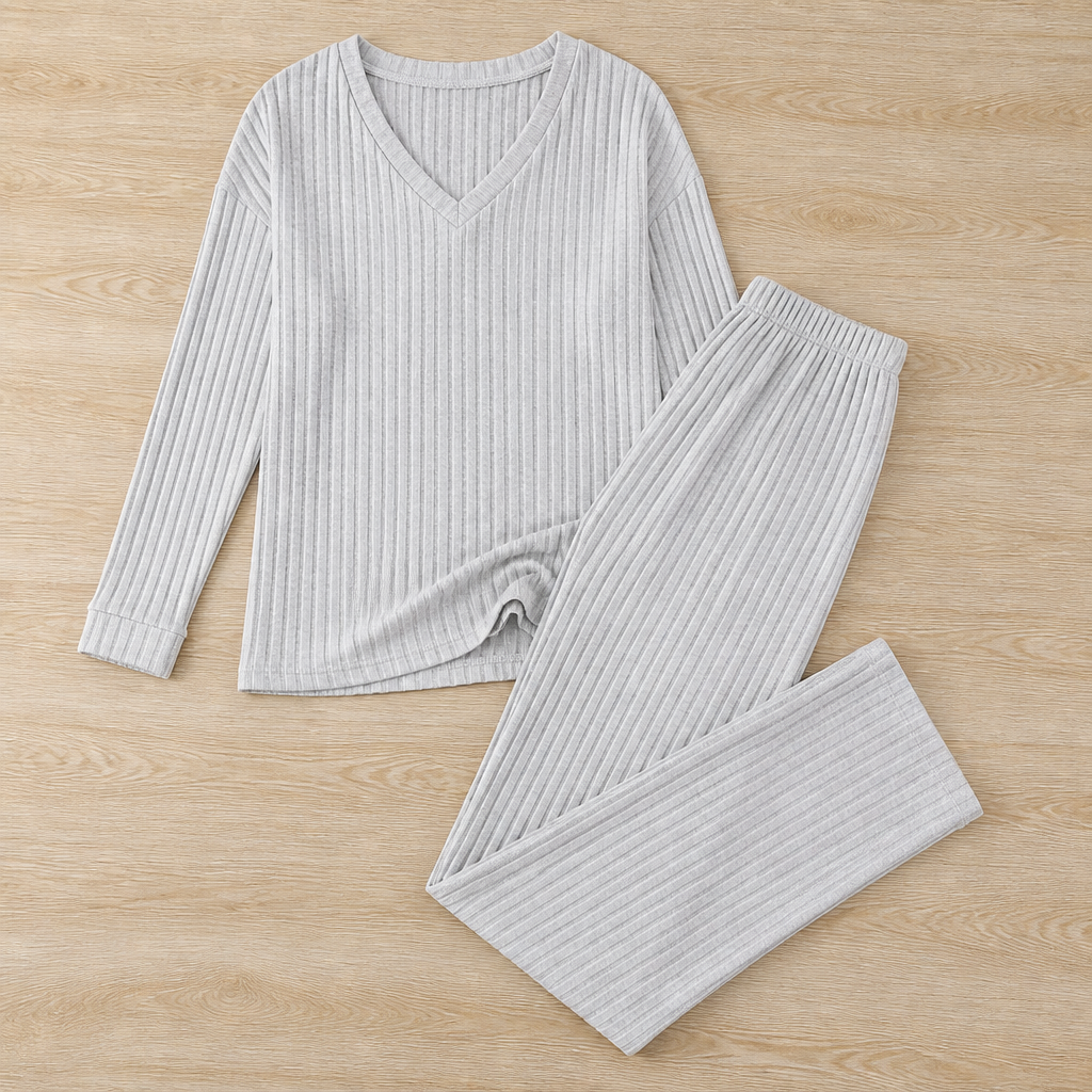 SeranaSilk™ Soft Ribbed Lounge Set — Embrace All-Day Luxury That Flatters Every Curve