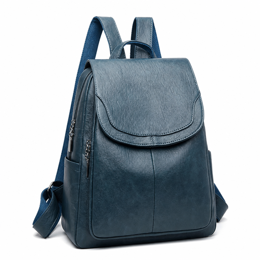 Durable Faux Leather Flap-Top Backpack