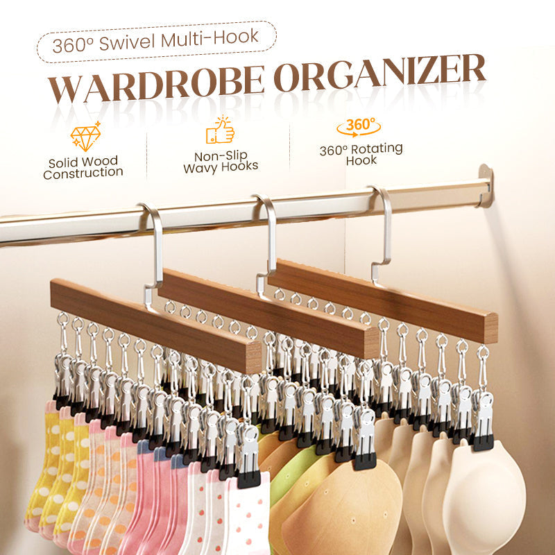 Wooden Clip Hanger for Closet Organization – Rotating Design