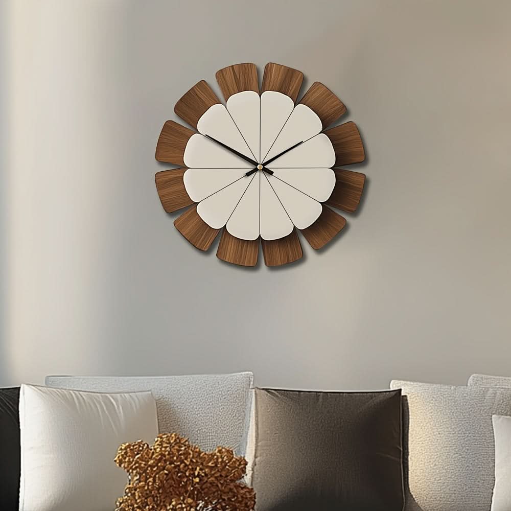 Round Wooden Wall Clock with Battery Operated Mechanism