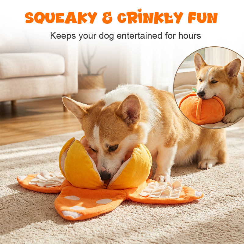 Foldable Snuffle Puzzle – Plush Dog Toy with Treat Storage