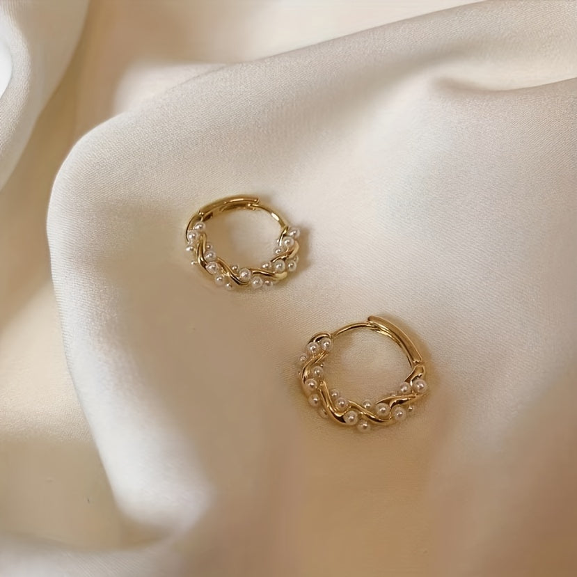 Gold Wire Pearl Hoop Earrings – Stylish Jewelry Creation